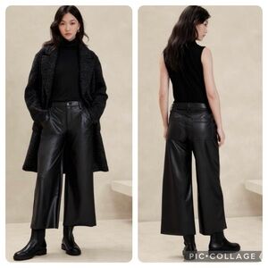 Banana Republic Vegan Leather Wide Leg High Waist Pants